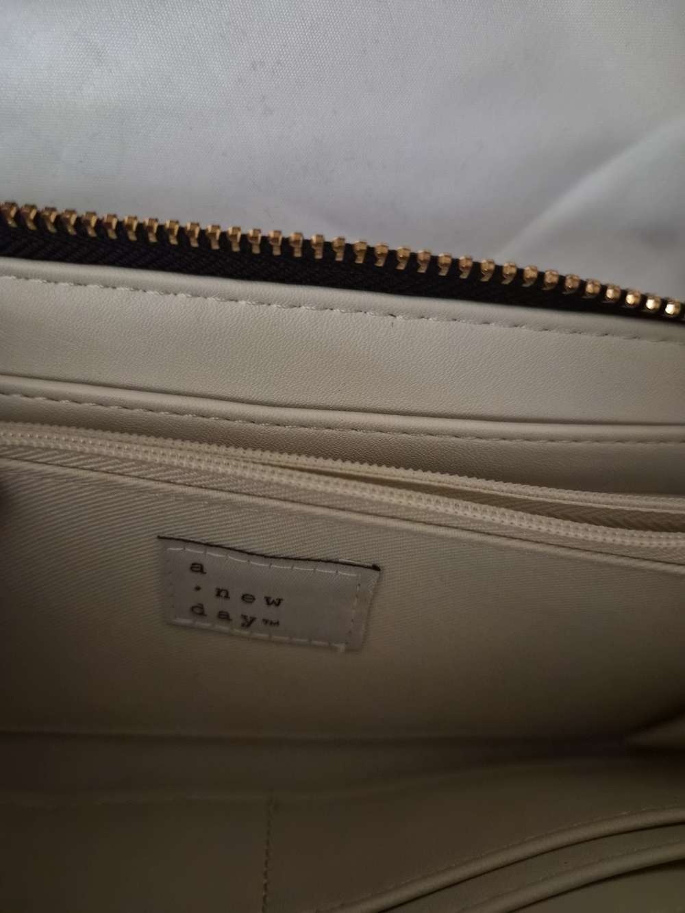 A New Day Cream Leather Wallet